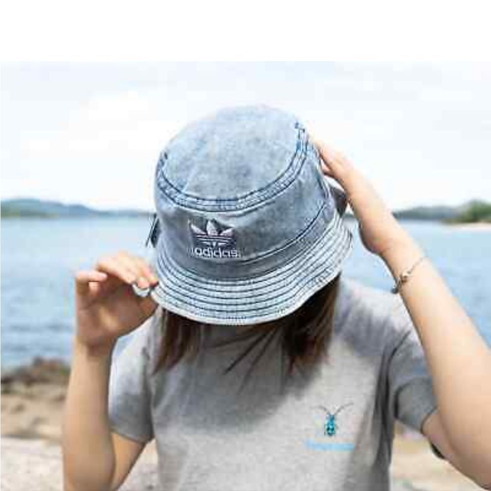 🆕️Adidas denim trefoil Women's stonewashed classic Logo Bucket Hat OS - Picture 15 of 16